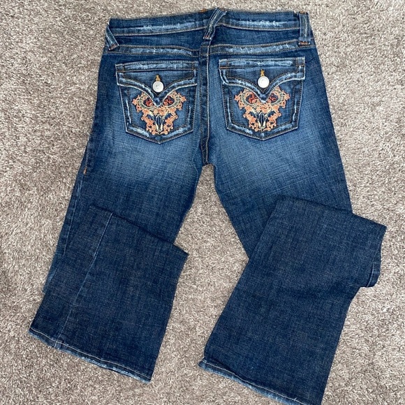 Y2K plastic by gly women’s juniors distressed jeans embroidered pocket 7 - Picture 1 of 11